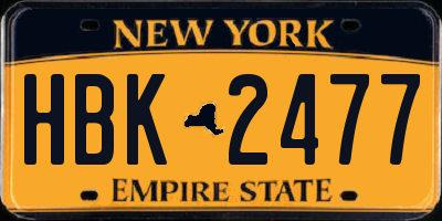 NY license plate HBK2477