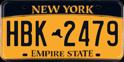 NY license plate HBK2479