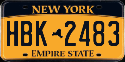 NY license plate HBK2483