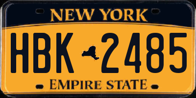 NY license plate HBK2485