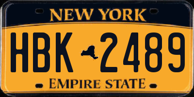 NY license plate HBK2489
