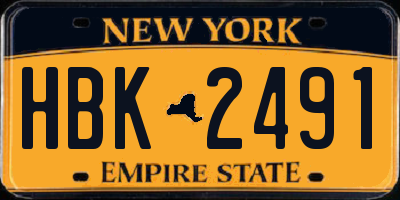 NY license plate HBK2491