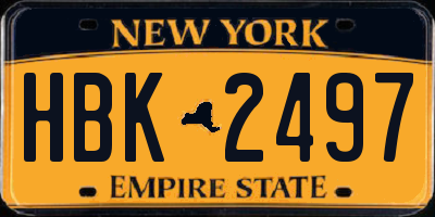 NY license plate HBK2497
