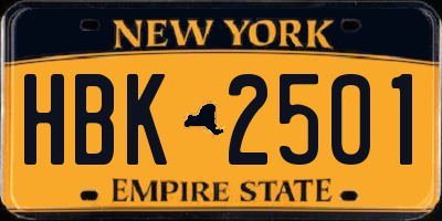 NY license plate HBK2501