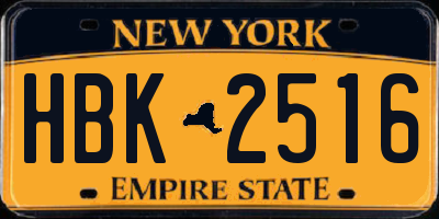 NY license plate HBK2516
