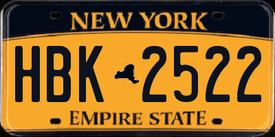 NY license plate HBK2522