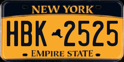 NY license plate HBK2525