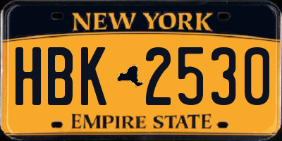 NY license plate HBK2530