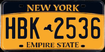 NY license plate HBK2536