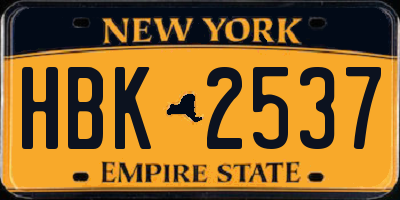 NY license plate HBK2537