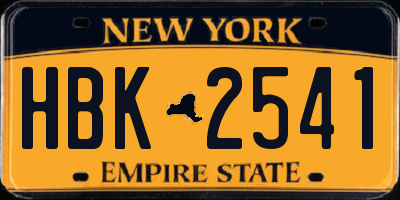 NY license plate HBK2541