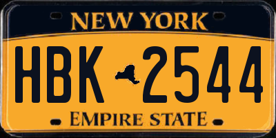 NY license plate HBK2544