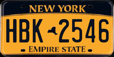 NY license plate HBK2546