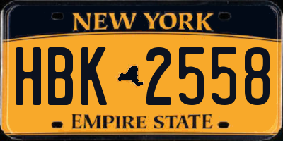 NY license plate HBK2558