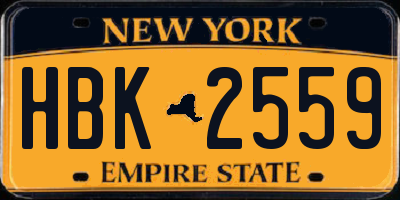 NY license plate HBK2559