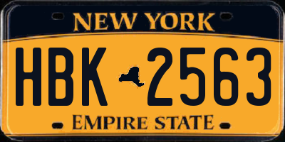 NY license plate HBK2563