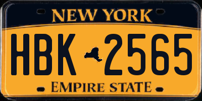 NY license plate HBK2565