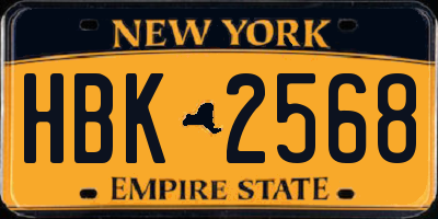 NY license plate HBK2568