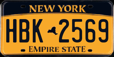 NY license plate HBK2569