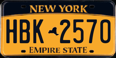 NY license plate HBK2570