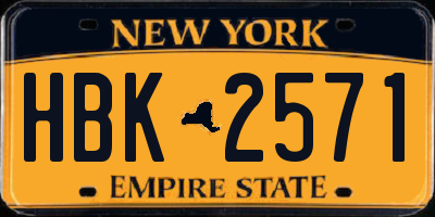 NY license plate HBK2571