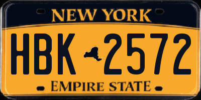 NY license plate HBK2572