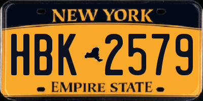 NY license plate HBK2579