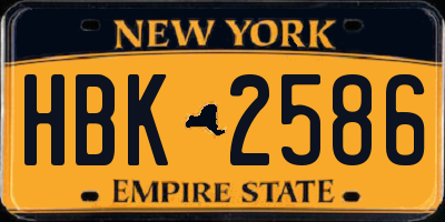 NY license plate HBK2586