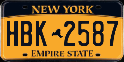 NY license plate HBK2587