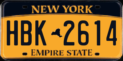 NY license plate HBK2614