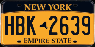 NY license plate HBK2639