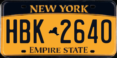 NY license plate HBK2640