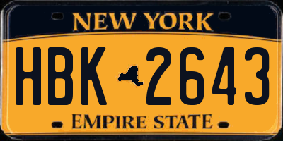 NY license plate HBK2643