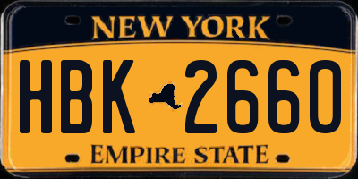 NY license plate HBK2660
