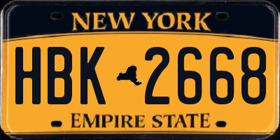 NY license plate HBK2668