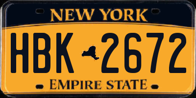 NY license plate HBK2672