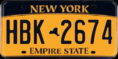 NY license plate HBK2674