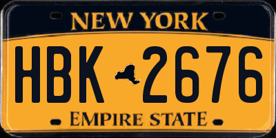 NY license plate HBK2676