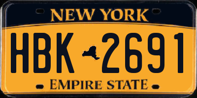 NY license plate HBK2691