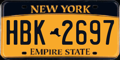 NY license plate HBK2697
