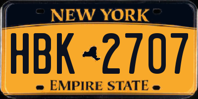 NY license plate HBK2707