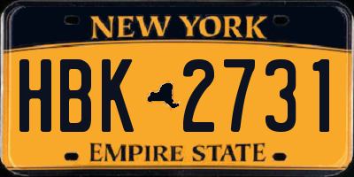 NY license plate HBK2731