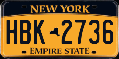 NY license plate HBK2736
