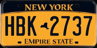 NY license plate HBK2737