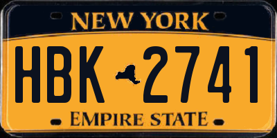NY license plate HBK2741