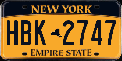 NY license plate HBK2747
