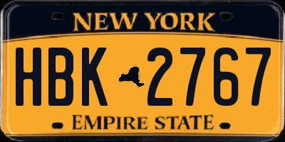 NY license plate HBK2767