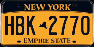 NY license plate HBK2770