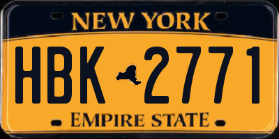 NY license plate HBK2771
