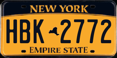 NY license plate HBK2772